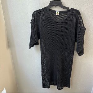 MIR black mesh short sleeve cover up dress womens XL